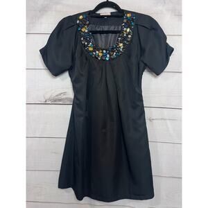 Marie Lou Saint Barth Size SM Black Dress With Big Jeweled Collar